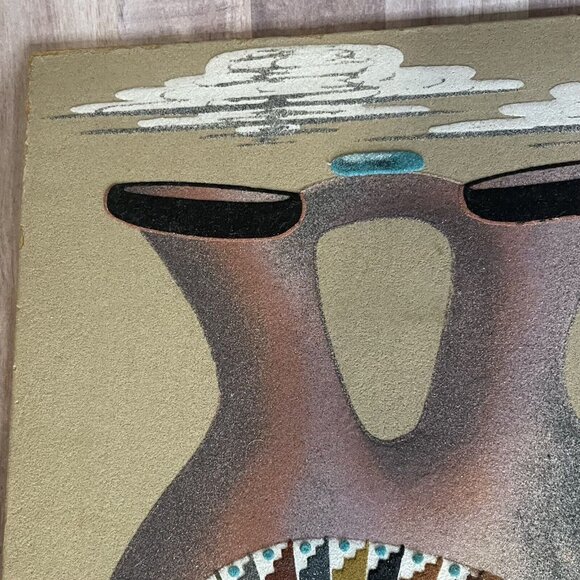 Vtg New Mexico 16” Navajo Sand Painting Wedding Vase Luck Signed Ben Matchers - Picture 11 of 16